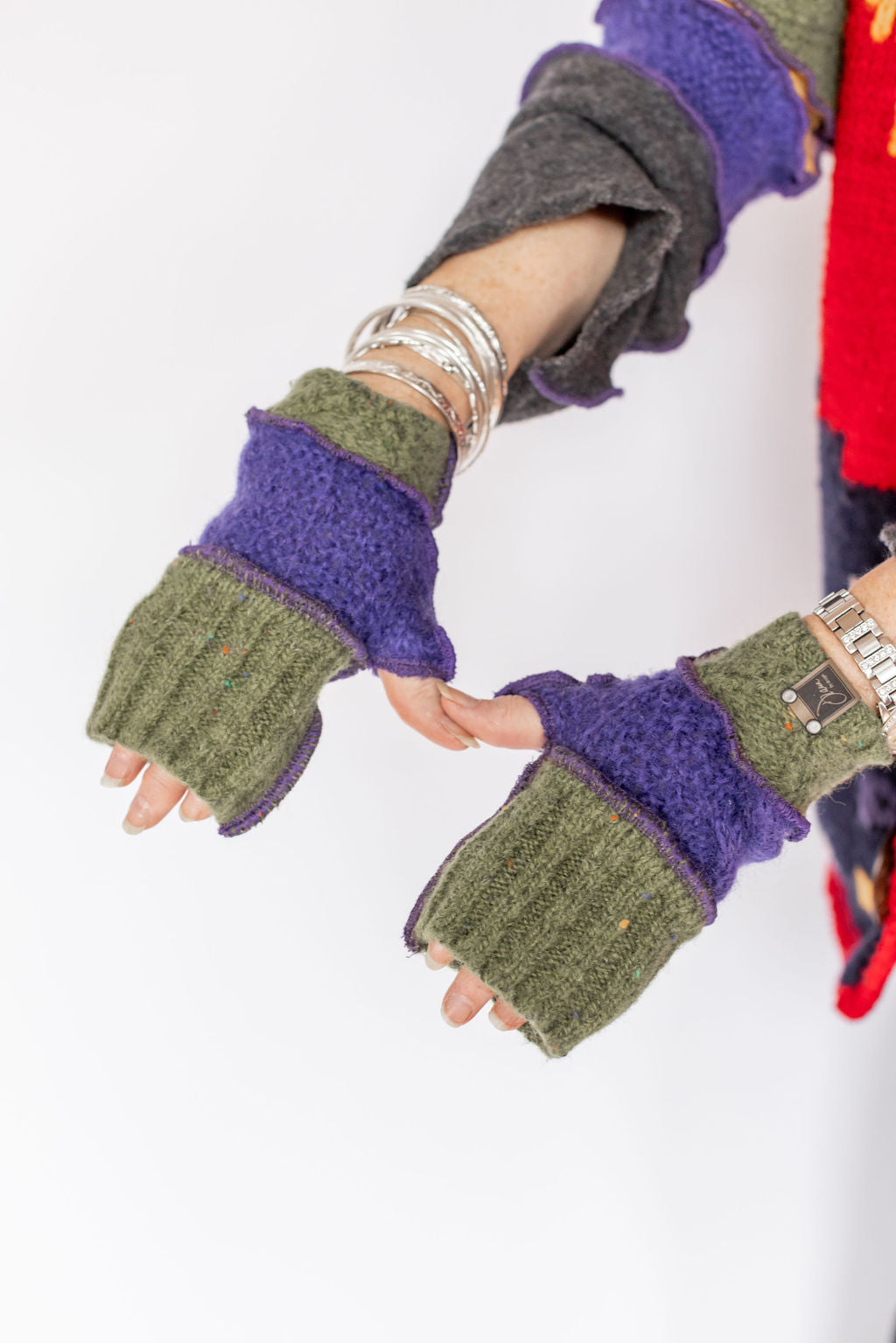 felted wool fingerless mittens