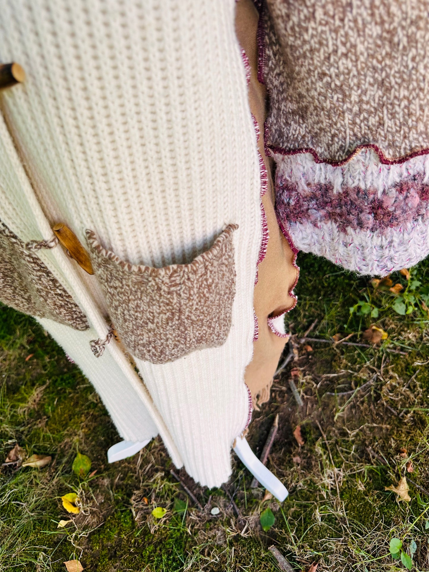 creams + browns long cozy cardigan coat