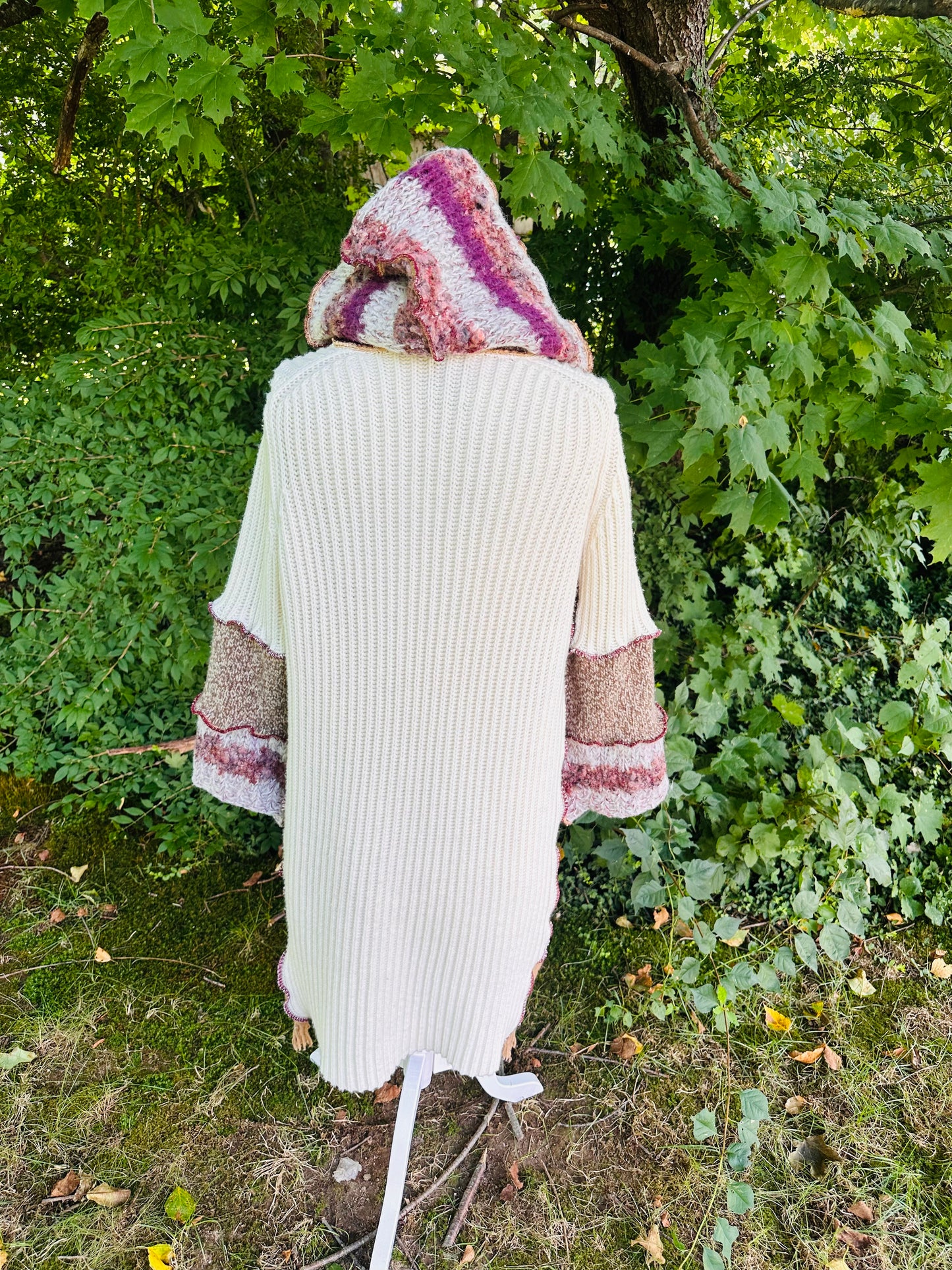 creams + browns long cozy cardigan coat