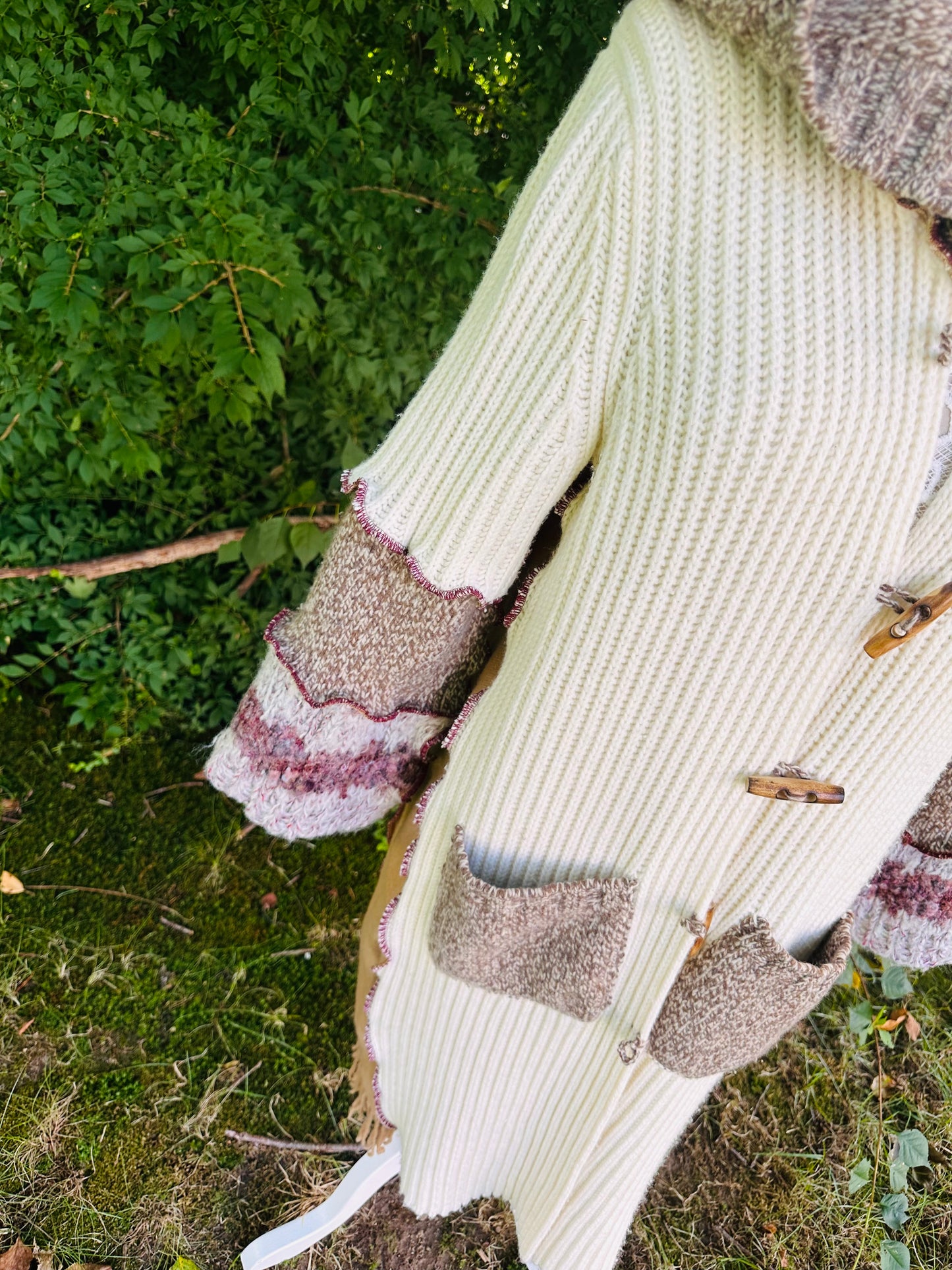 creams + browns long cozy cardigan coat
