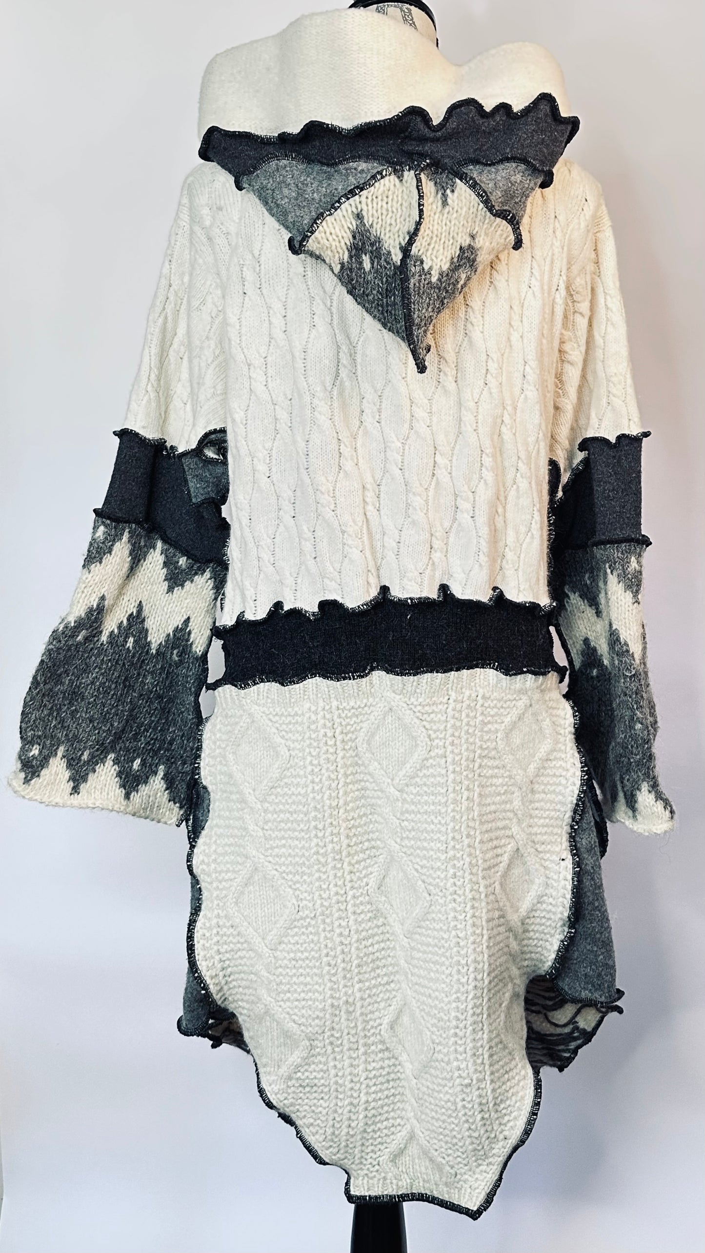 irish cream + gray cozy fun sweater coat
