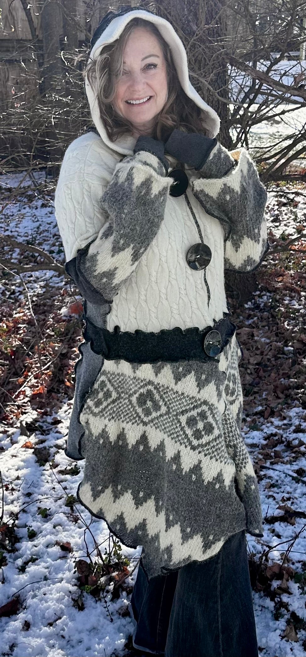 irish cream + gray cozy fun sweater coat