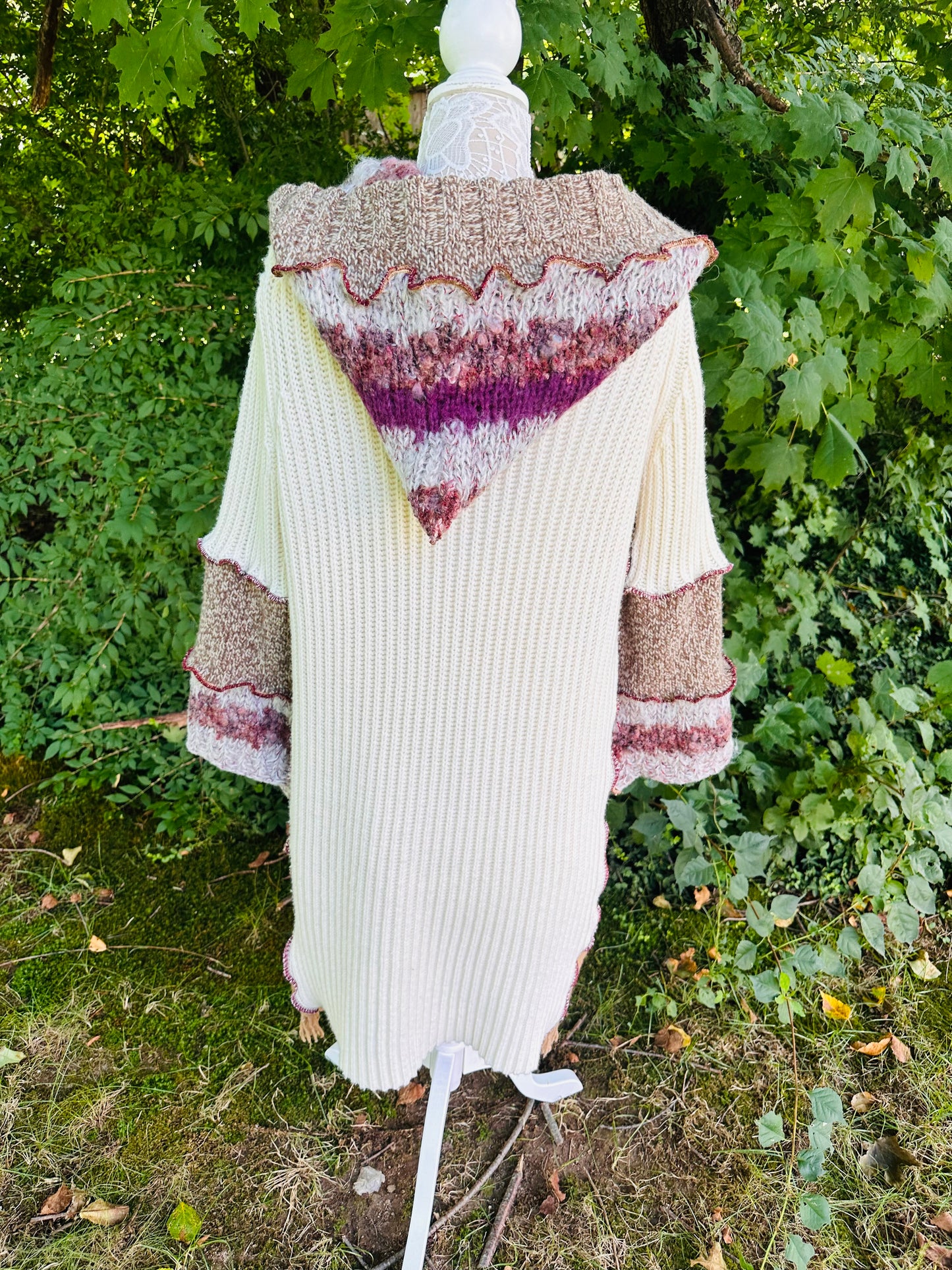 creams + browns long cozy cardigan coat