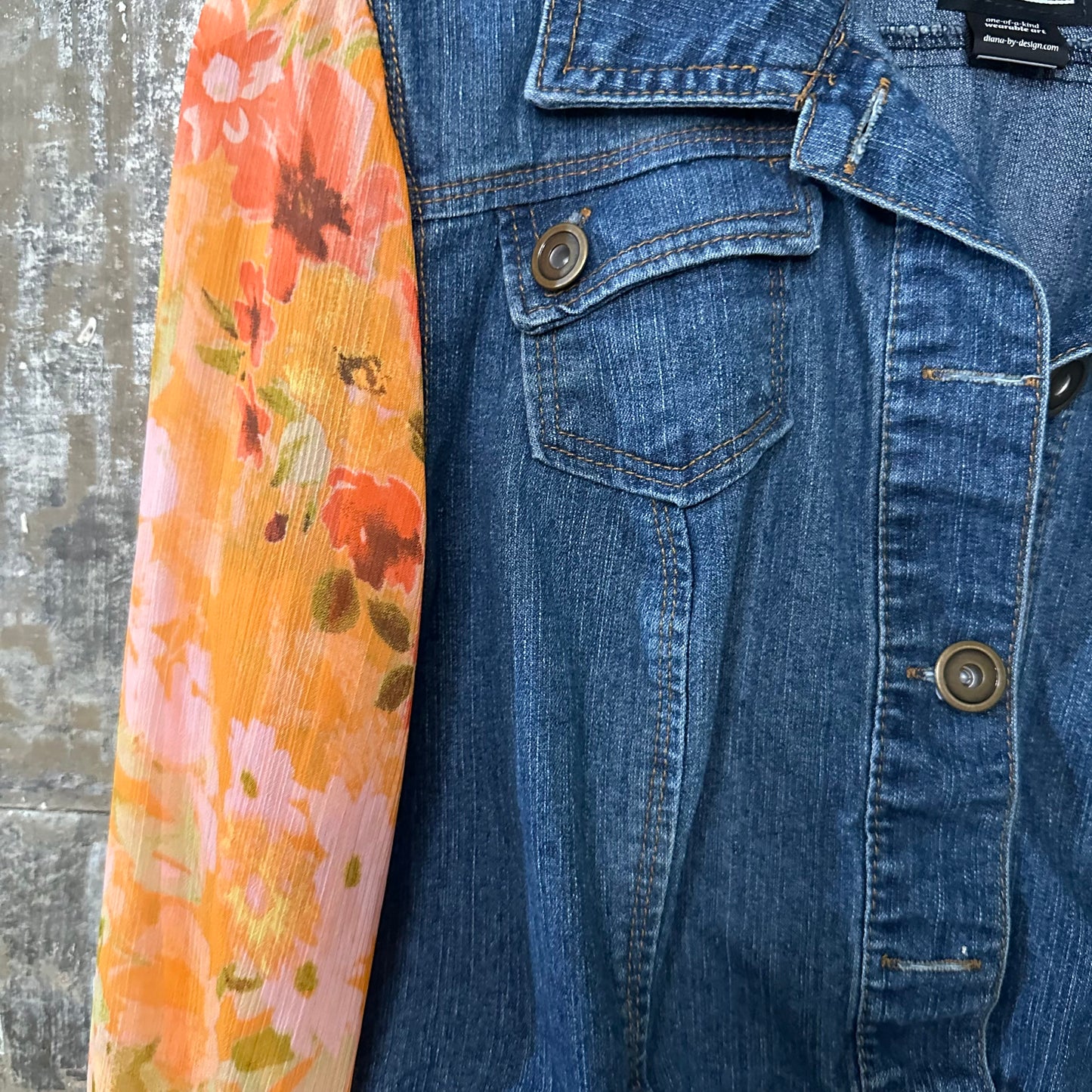 cute crop denim + floaty orange burst ruffle sleeves