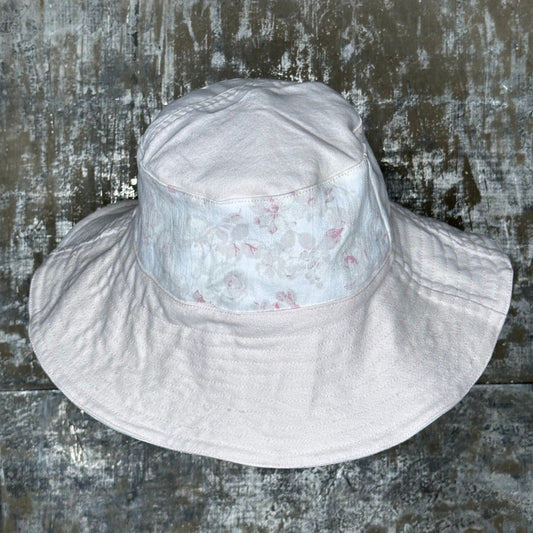 pastel floral + soft pink denim reversible sun hat