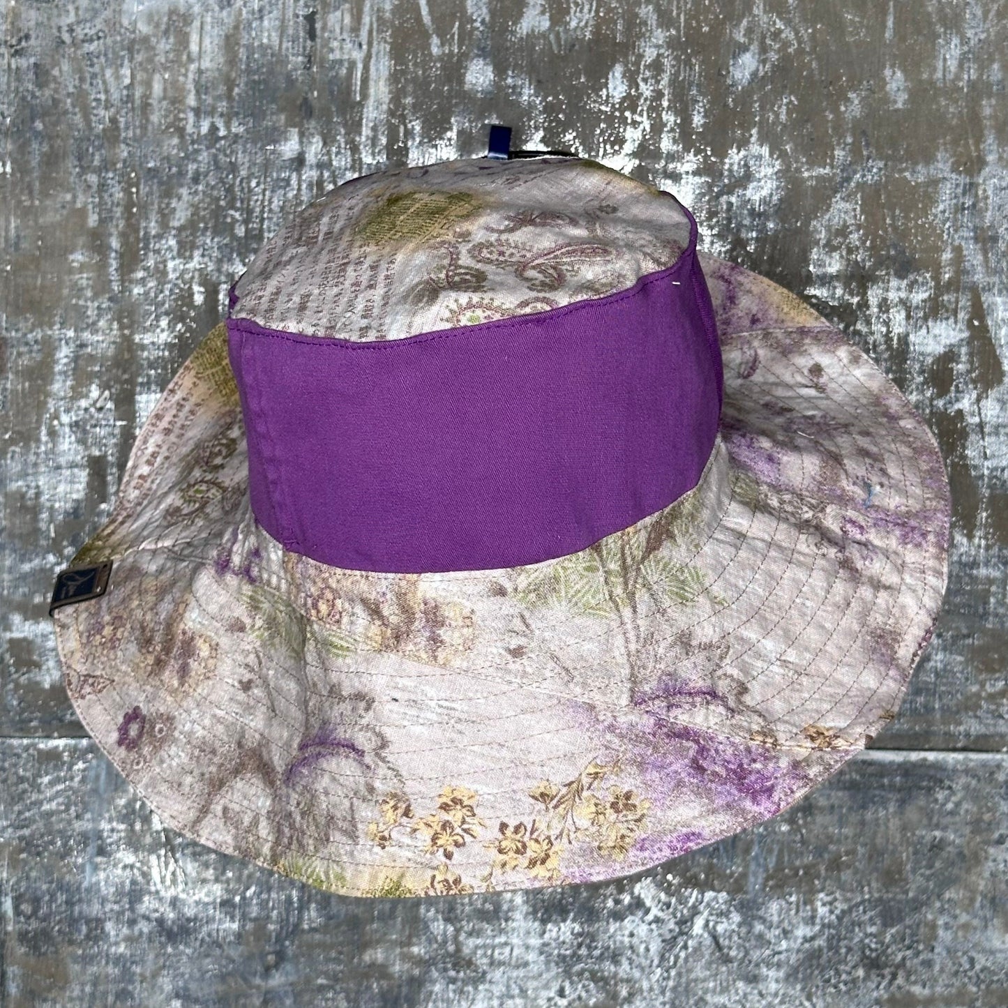 lightweight floral + colored denim reversible sun hat