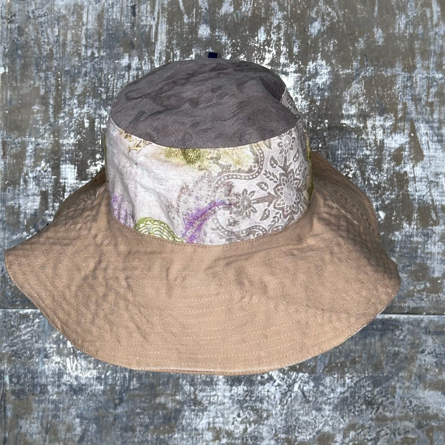 lightweight floral + colored denim reversible sun hat