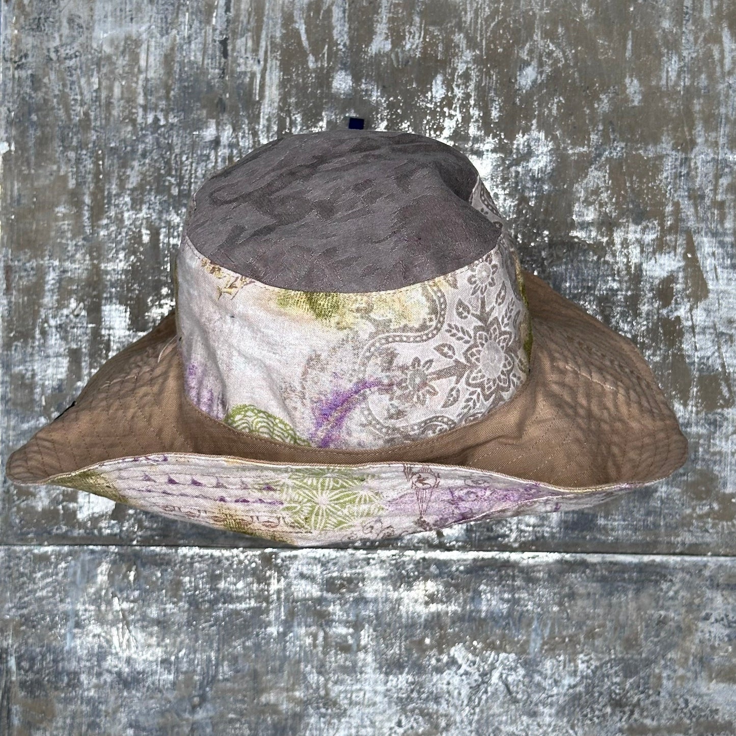 lightweight floral + colored denim reversible sun hat