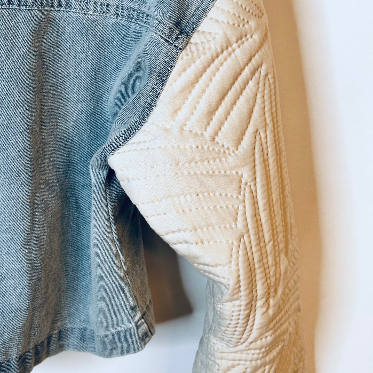 boxy crop denim + quilt jacket
