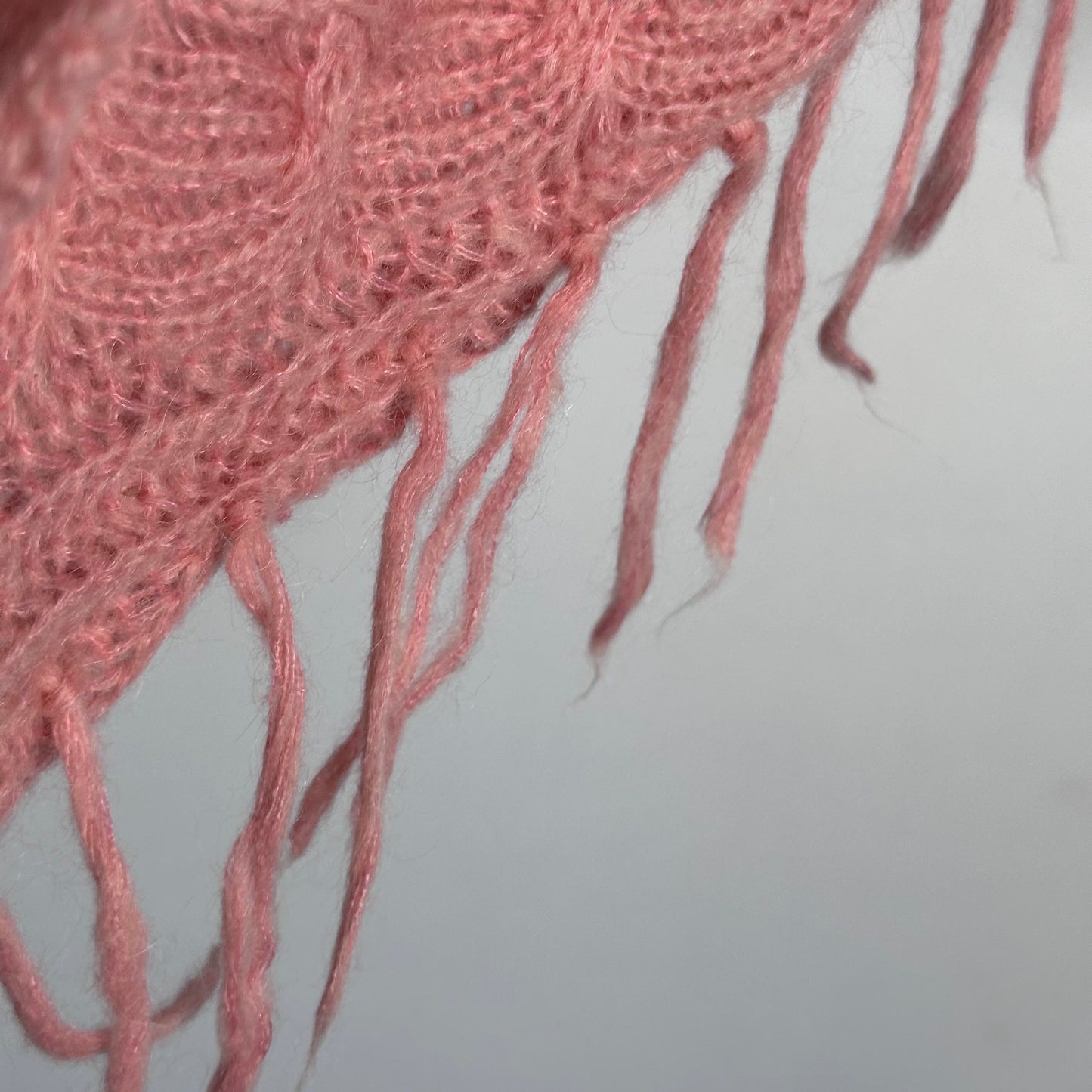 soft pink knit distressed denim jacket