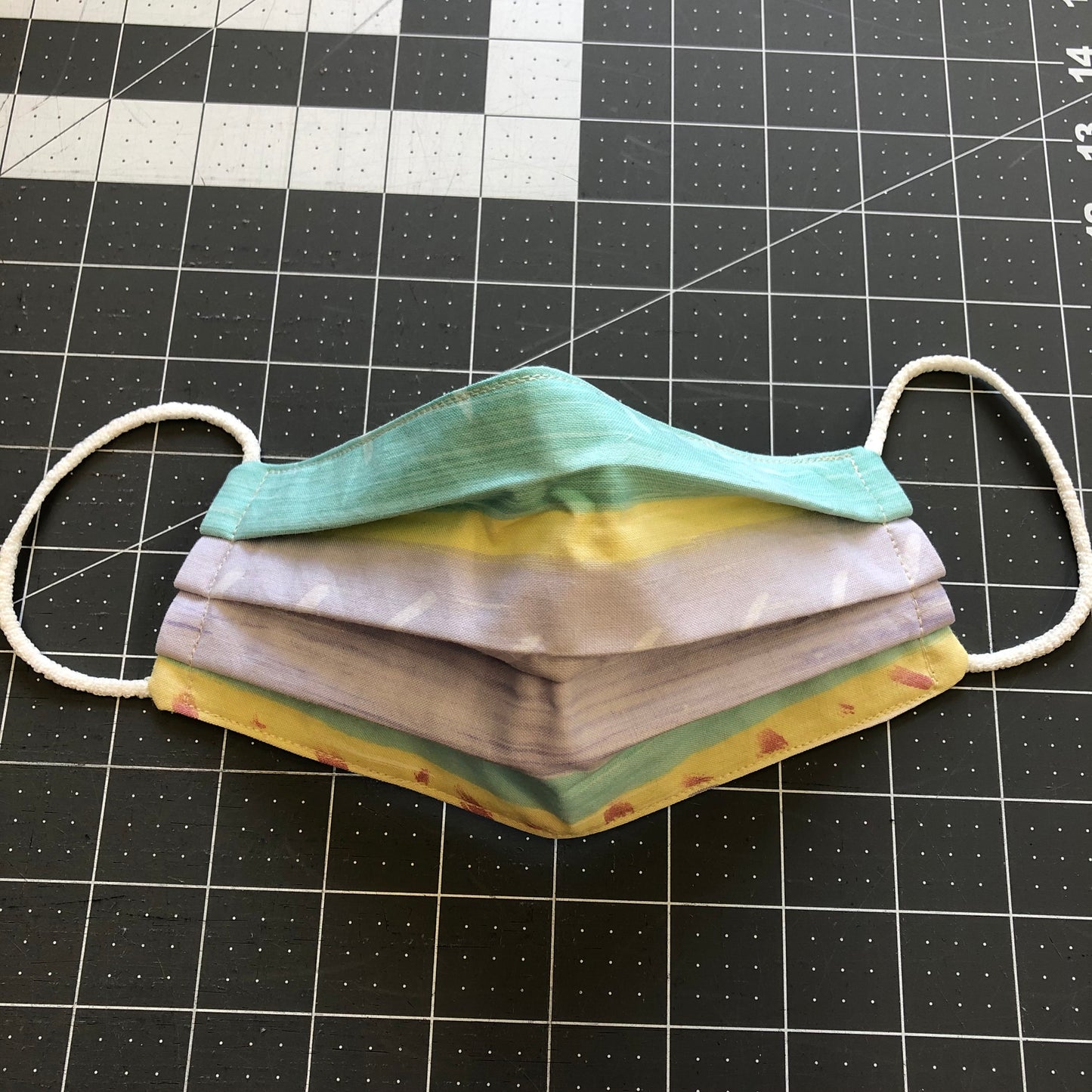 teal, yellow + lavendar pastel cotton face mask