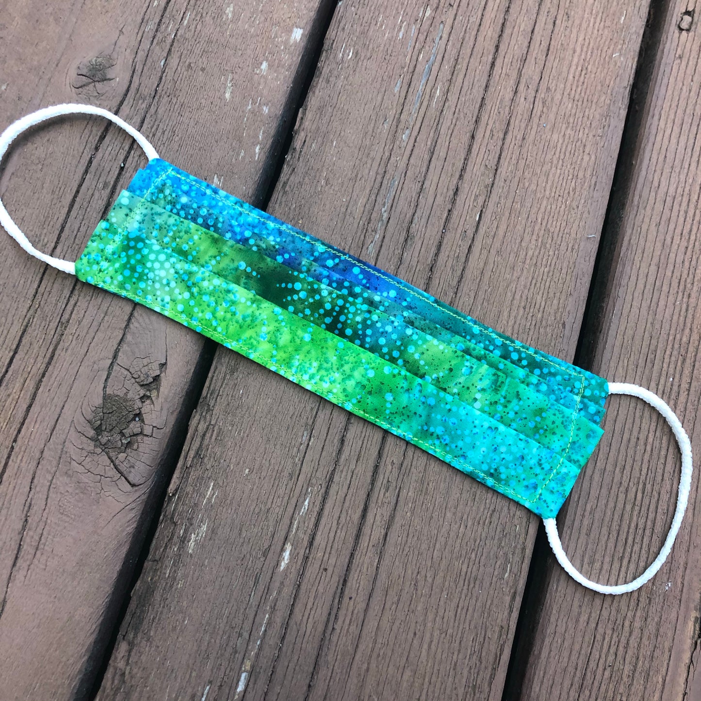 blue green burst batik cotton face mask