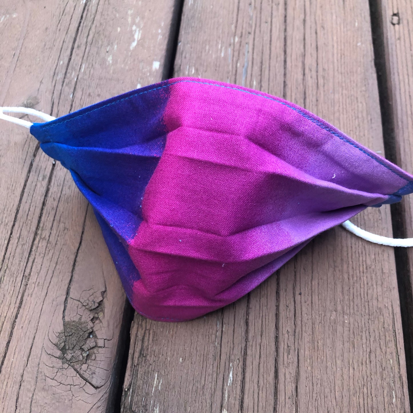 purple + blue block tie dye face mask