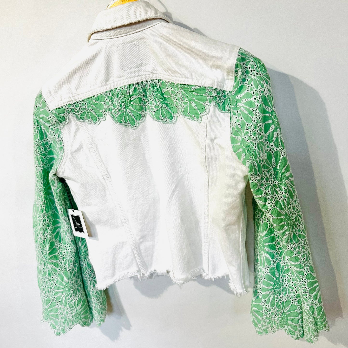 green + white eyelet denim jacket [s]