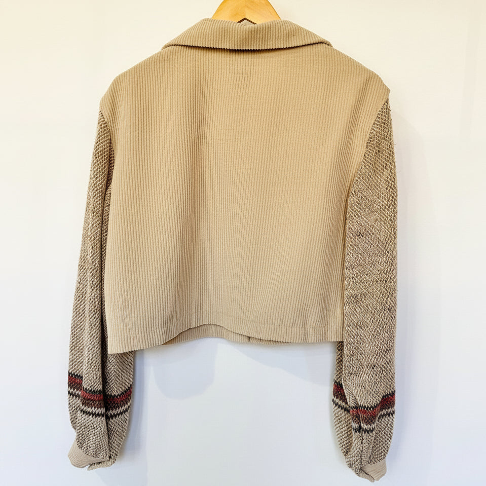 soft textured knit + cropped corduroy jacket [m]