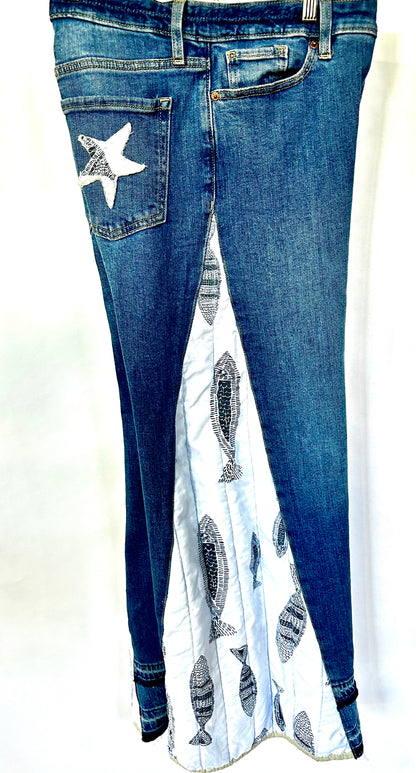 just keep swimming quilted bell bottoms [10/30] l