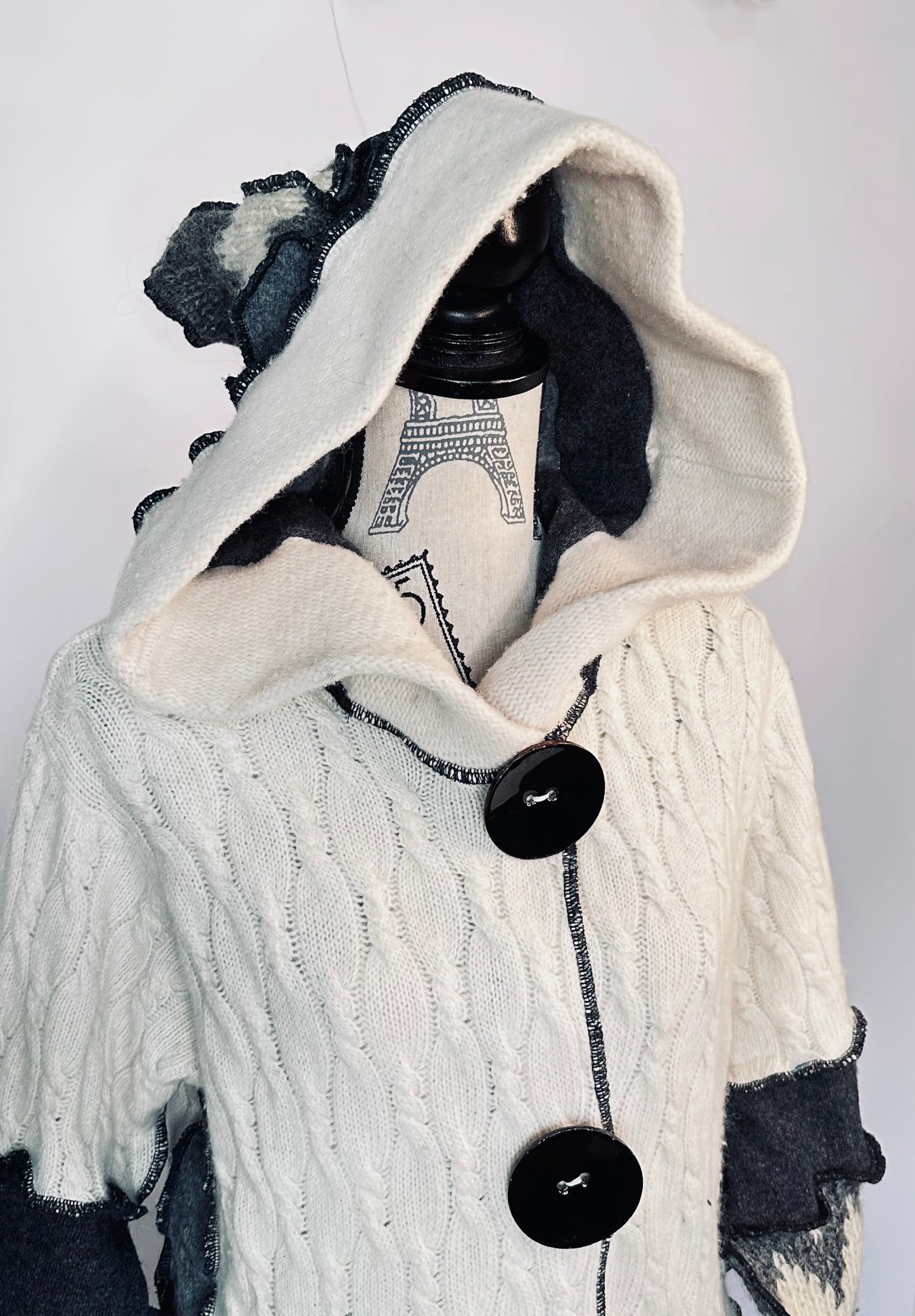 irish cream + gray cozy fun sweater coat
