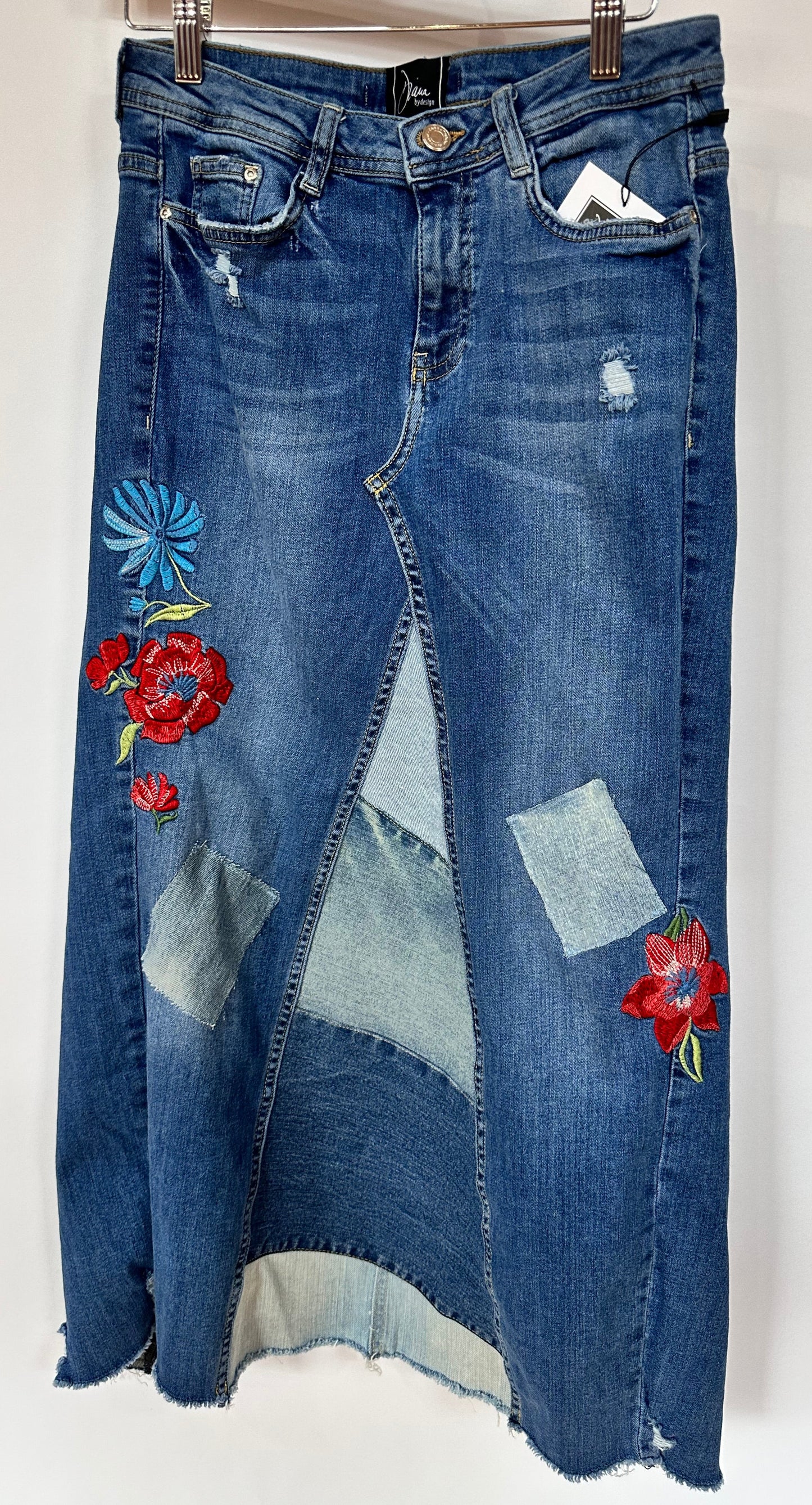 floral embroidered patched denim maxi skirt, [2/26]