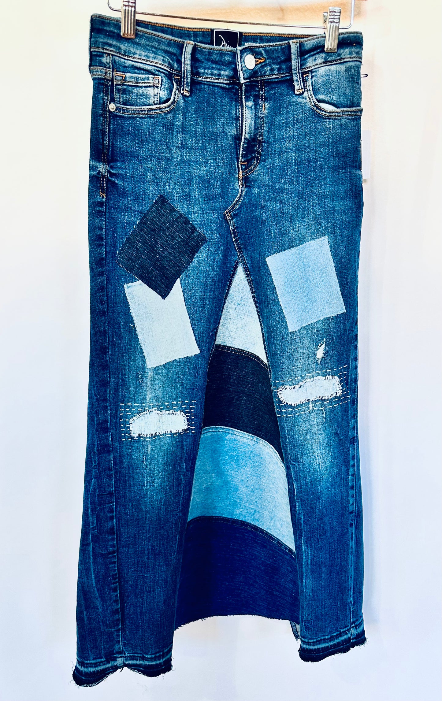 hand stitched patched denim maxi skirt, [4/27]
