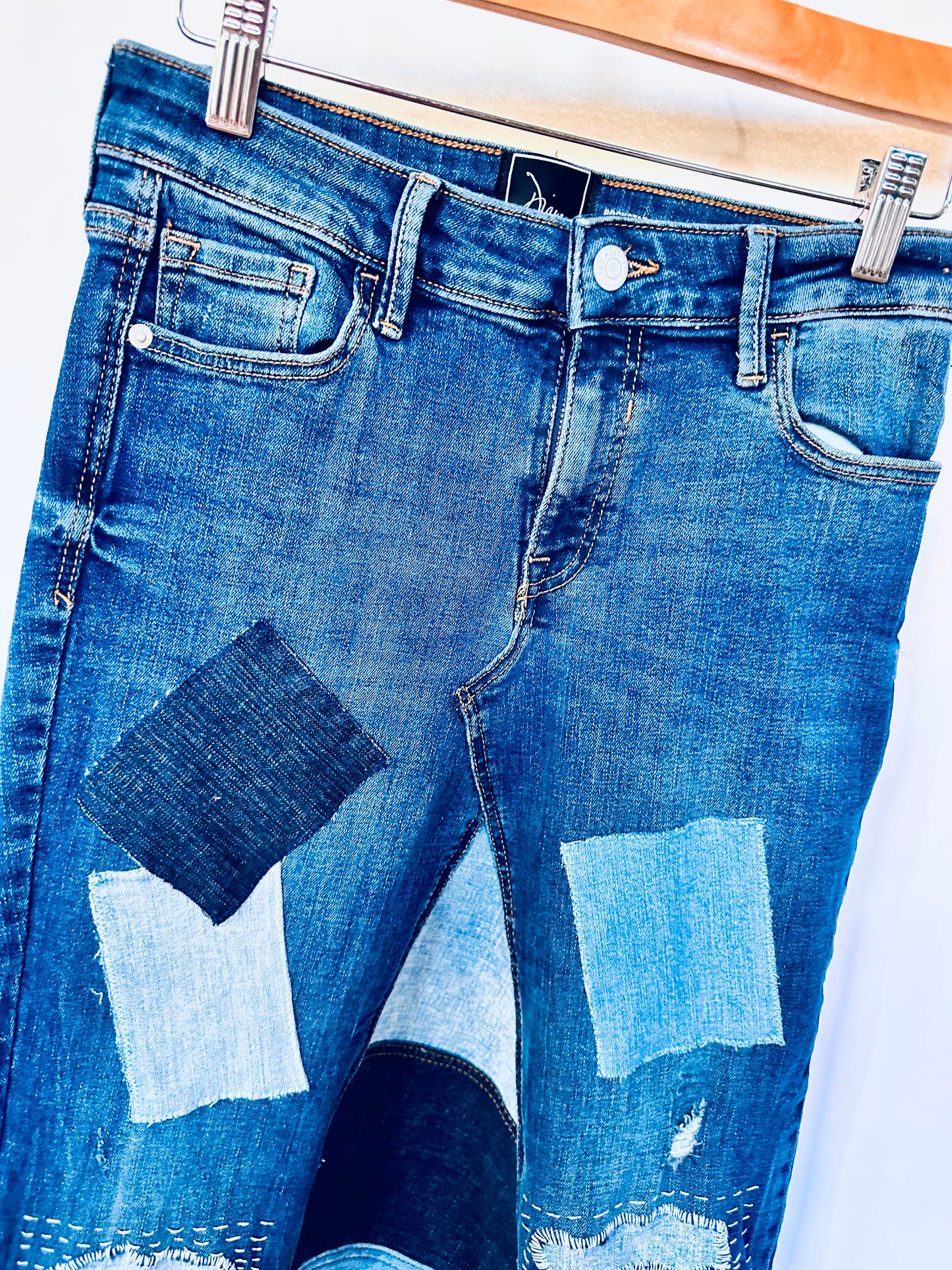 hand stitched patched denim maxi skirt, [4/27]