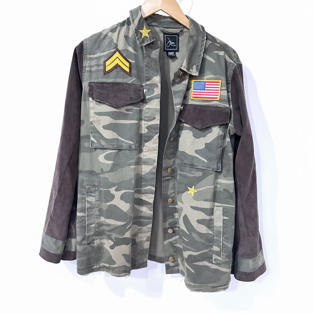 soft corduroy + long camo military denim [m]