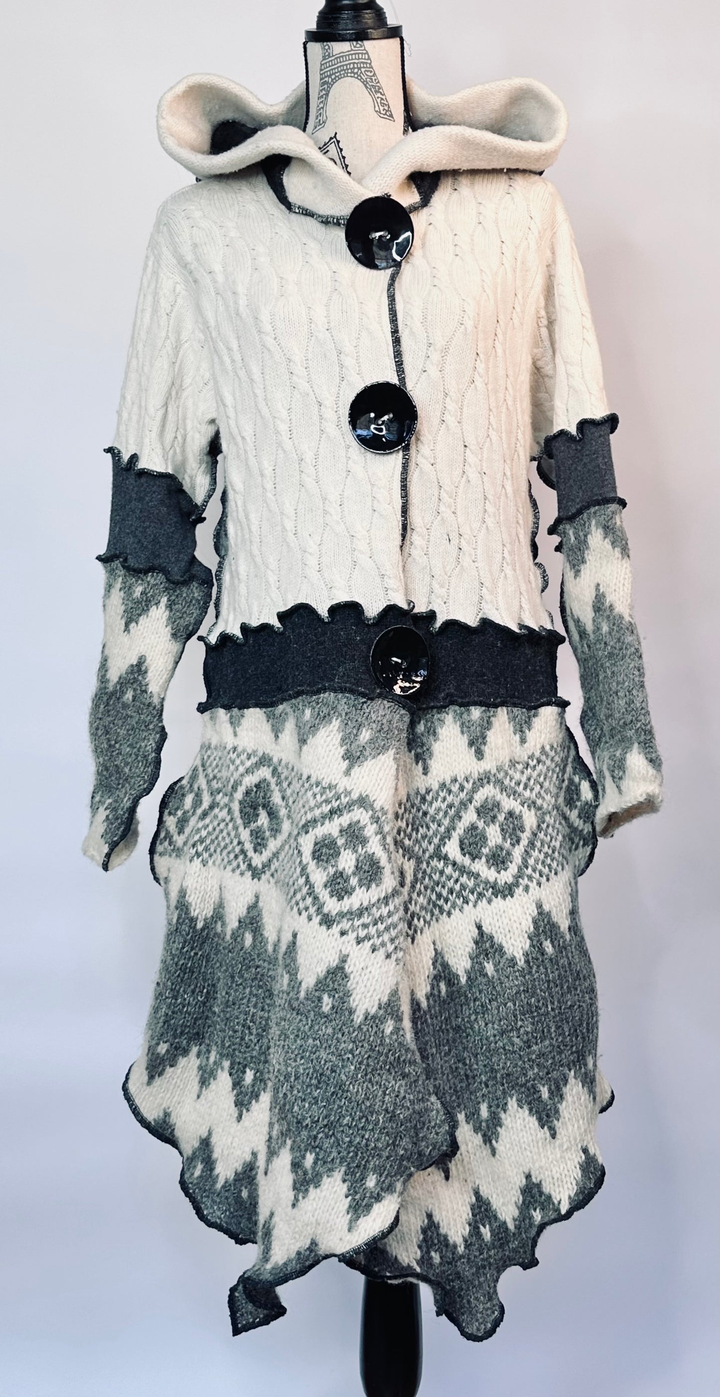 irish cream + gray cozy fun sweater coat