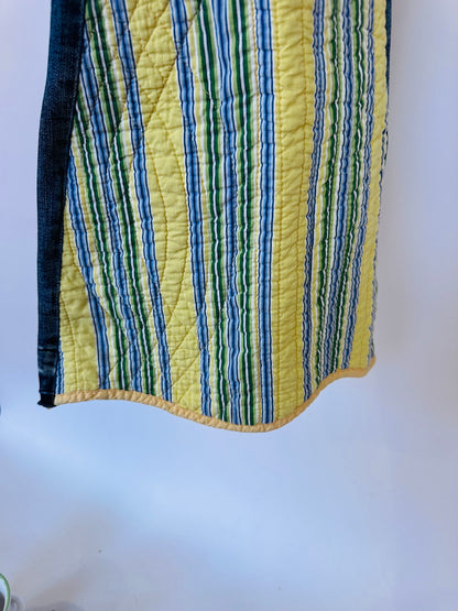 yellow green blue striped quilted bell bottoms [2/26]