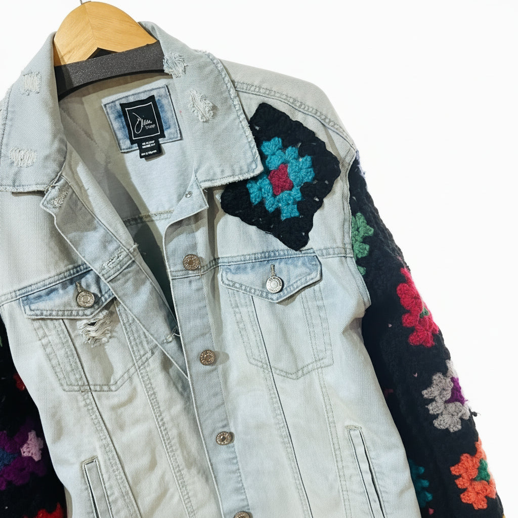 colorful granny squares + denim [s]