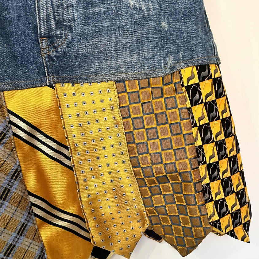 sunny distress denim + tie skirt, [0-2]