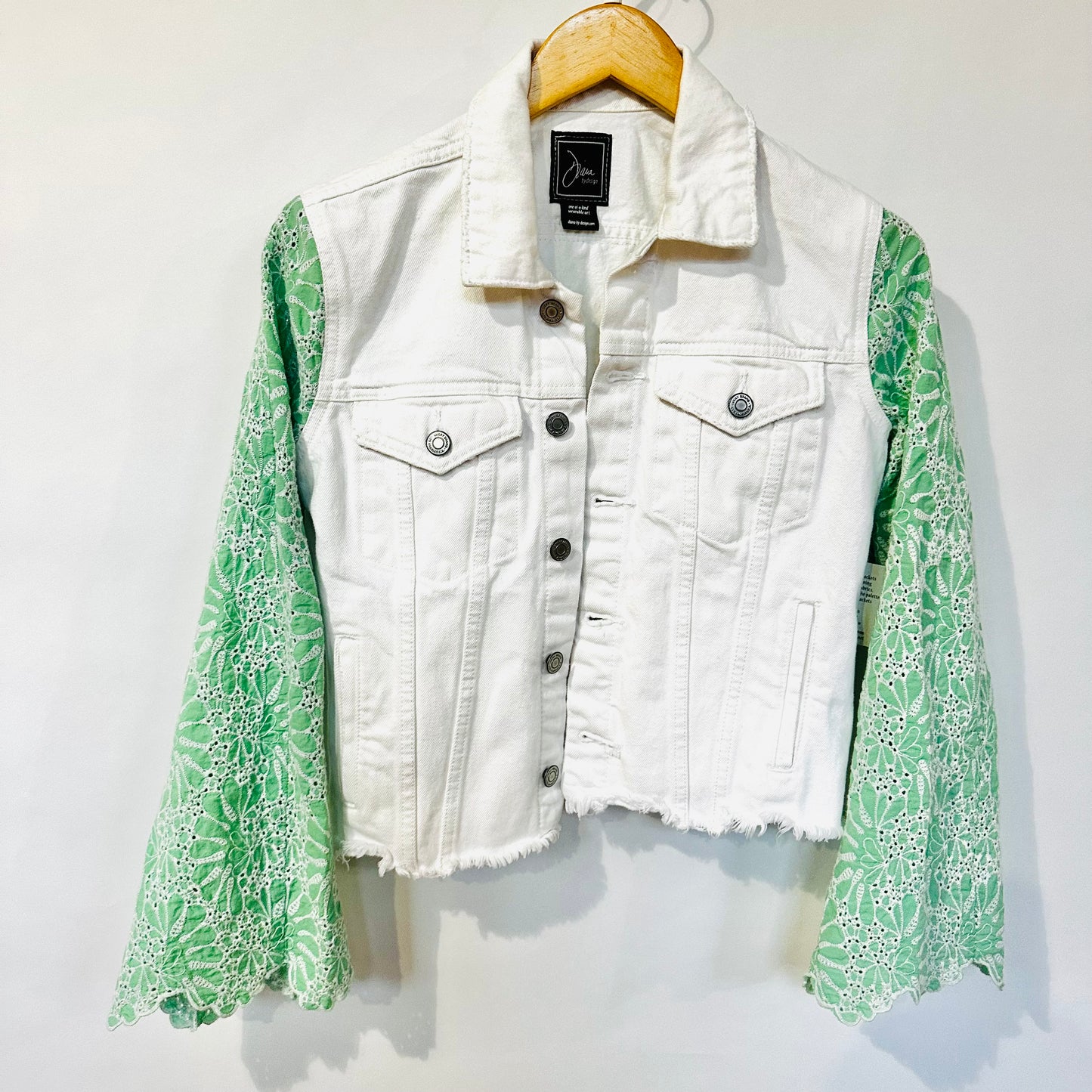 green + white eyelet denim jacket [s]