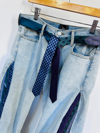 light wash purple tie flare bells [8/29]