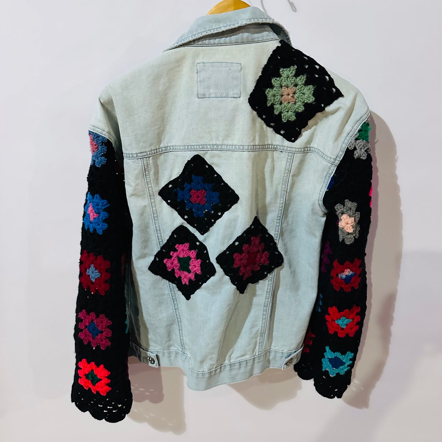 colorful granny squares + denim [s]