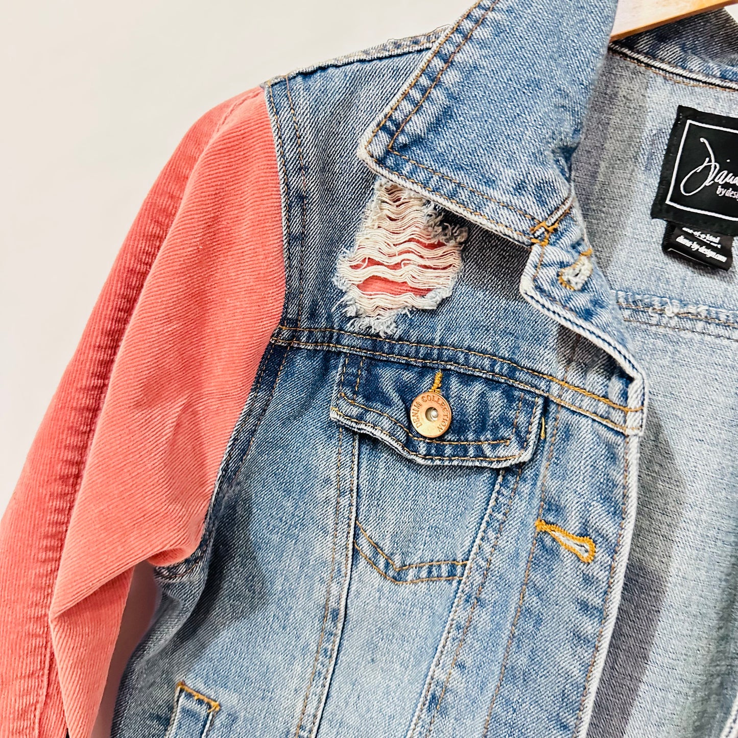 coral corduroy, lace + denim [s/m]