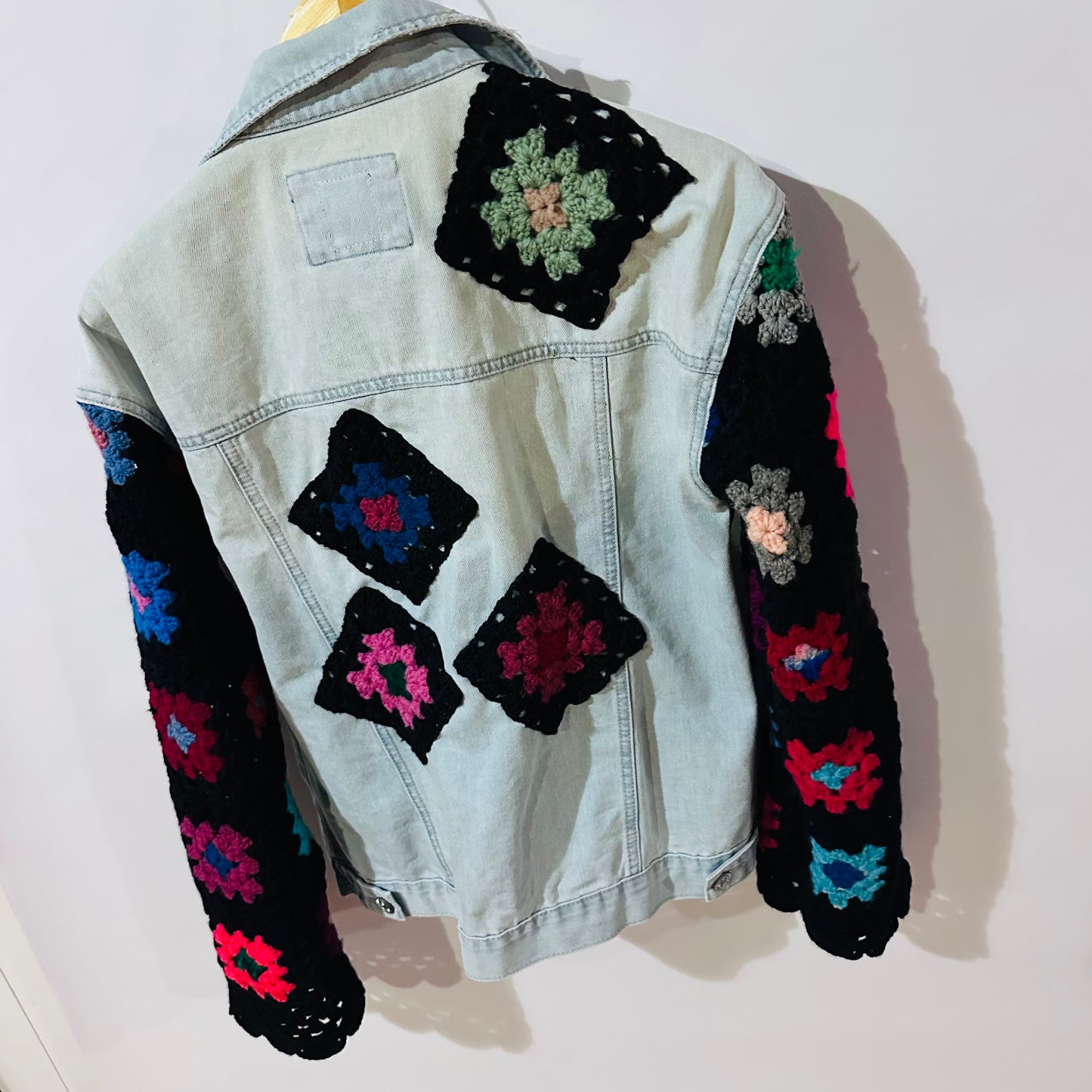 colorful granny squares + denim [s]