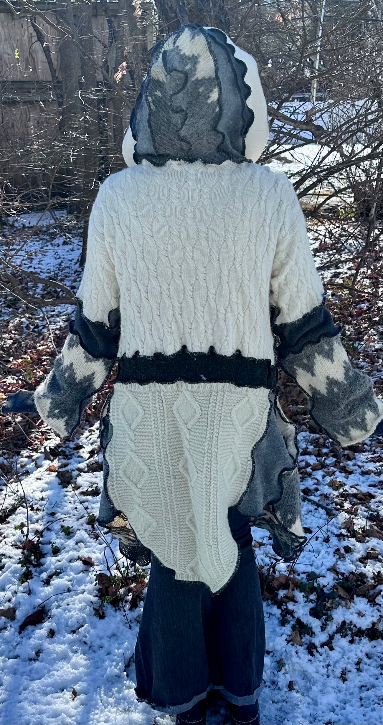 irish cream + gray cozy fun sweater coat