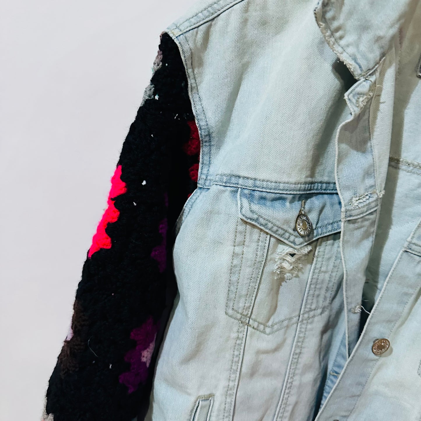 colorful granny squares + denim [s]