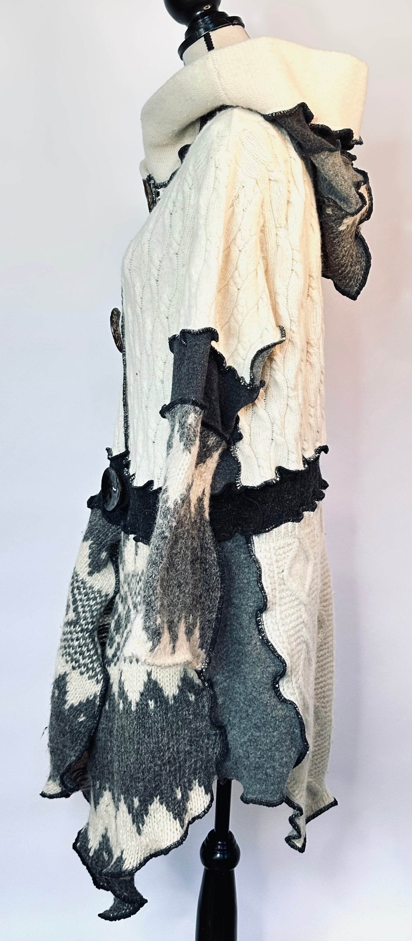 irish cream + gray cozy fun sweater coat