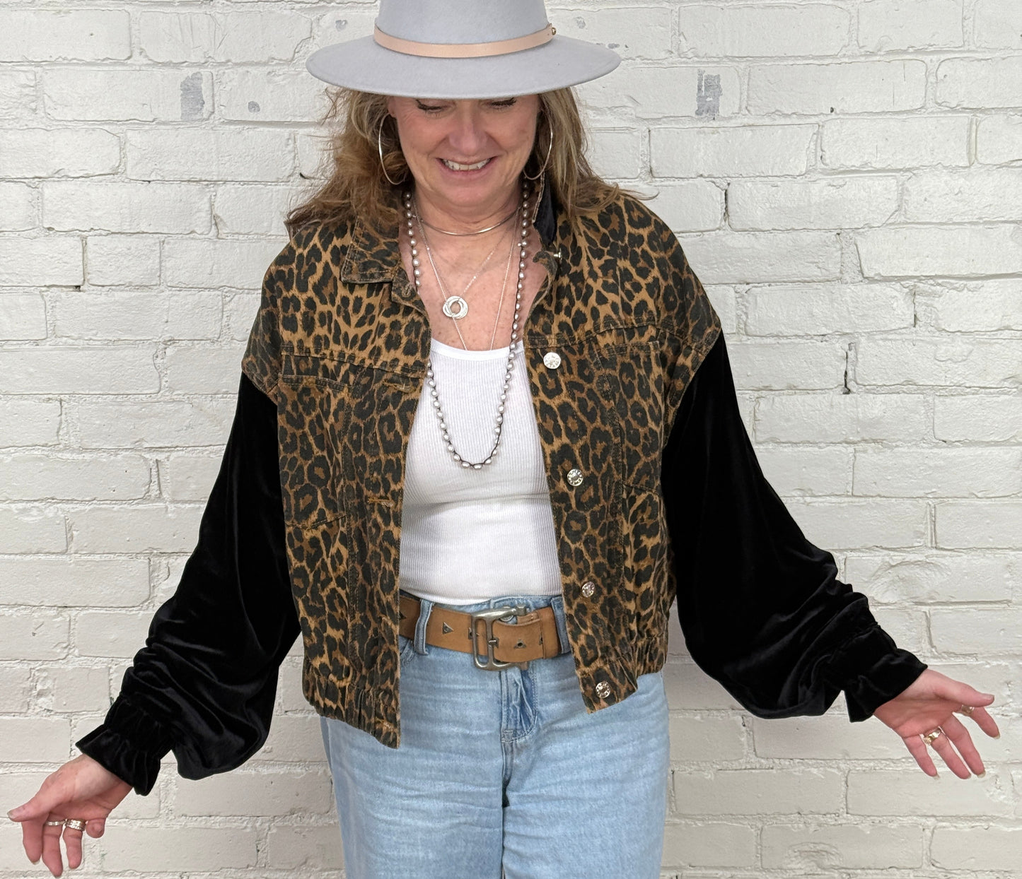 cheetah denim meets velvet + fringe!
