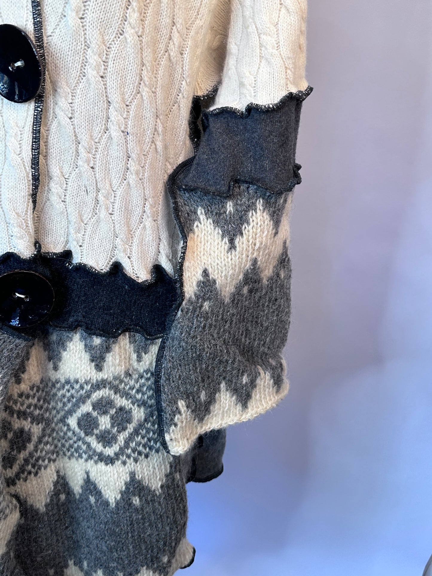 irish cream + gray cozy fun sweater coat