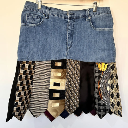 urban neutral denim + tie skirt, [14]