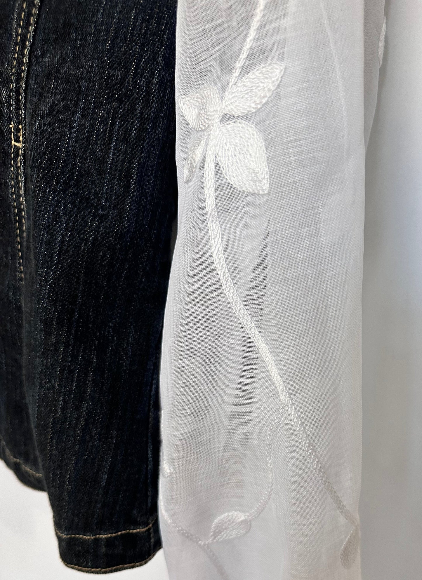 embroidered bishop bells + statement denim jacket