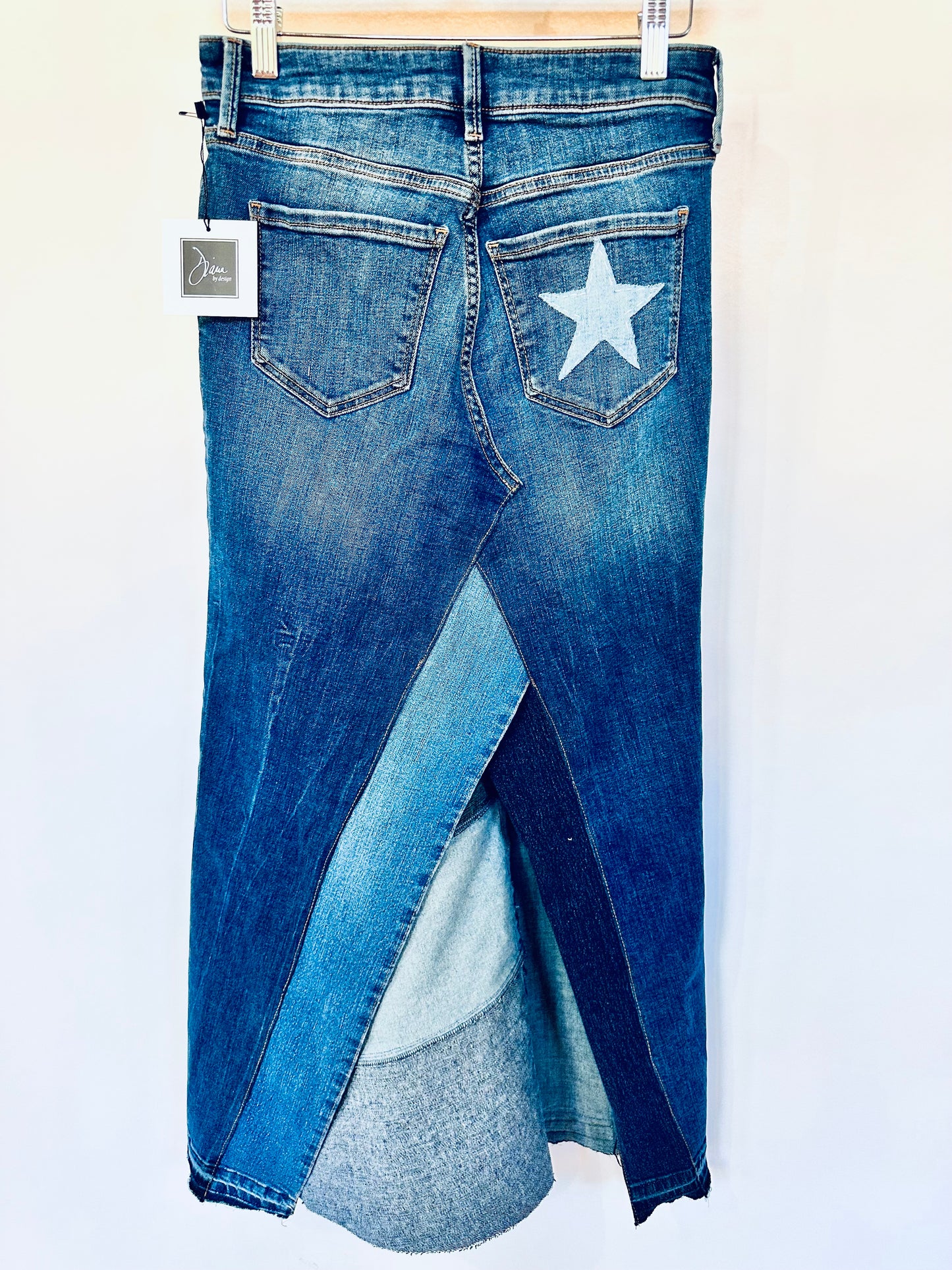 hand stitched patched denim maxi skirt, [4/27]