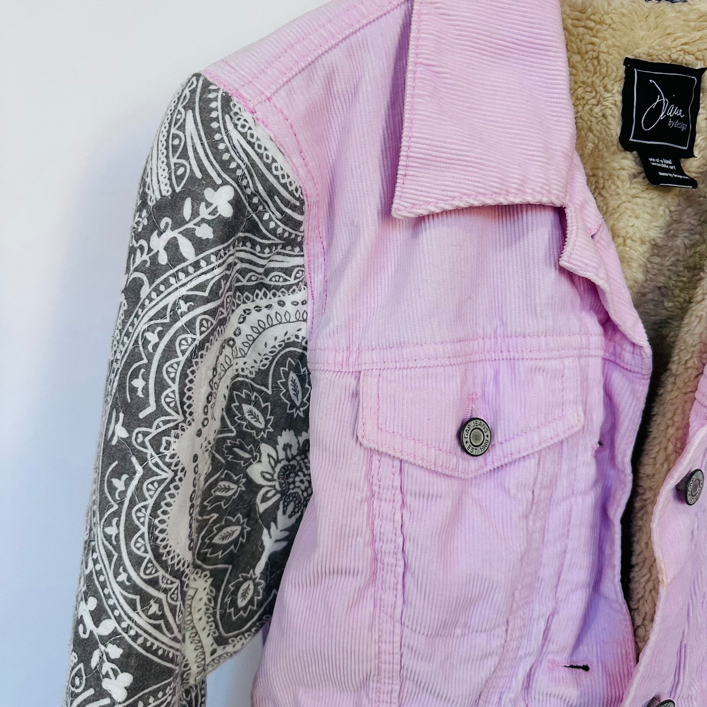 soft quilt + pink corduroy jacket[s/m]