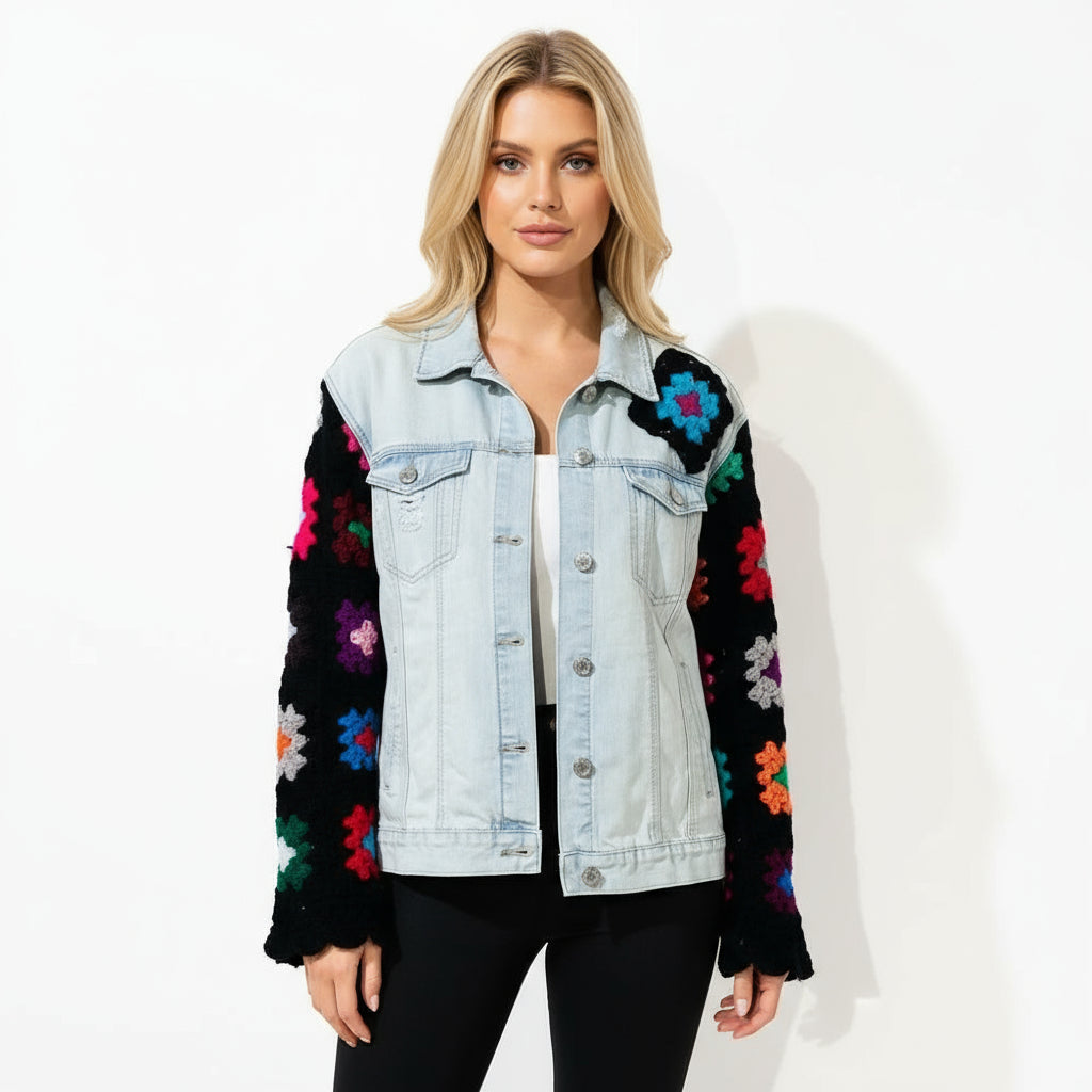 colorful granny squares + denim [s]