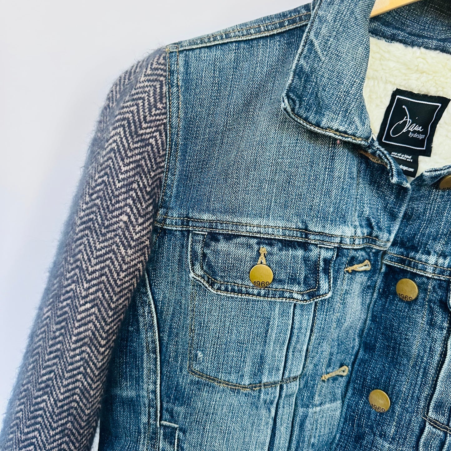 sherpa lined denim jacket [s]