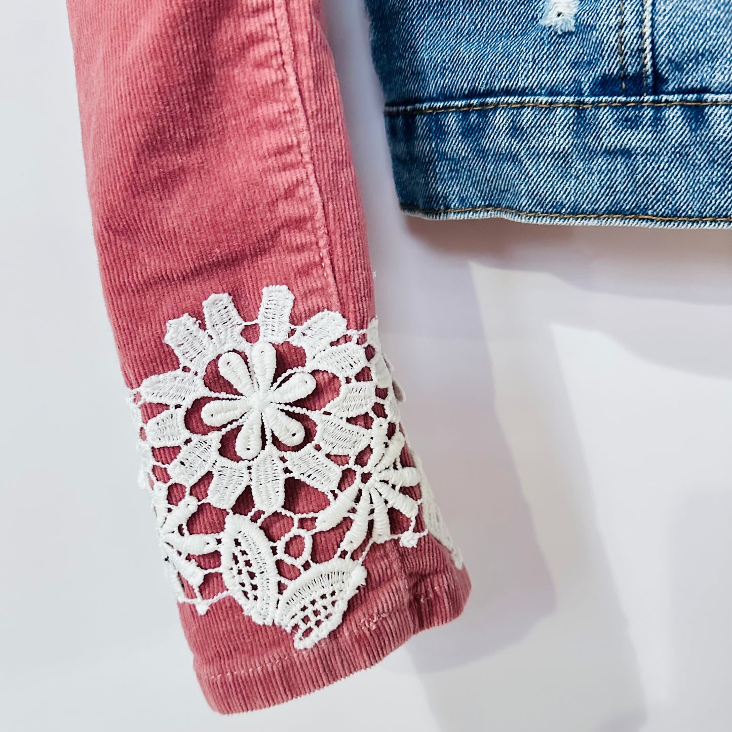 coral corduroy, lace + denim [s/m]