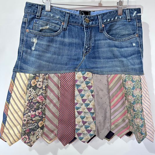 pastel tie + whiskered denim skirt [8/29]