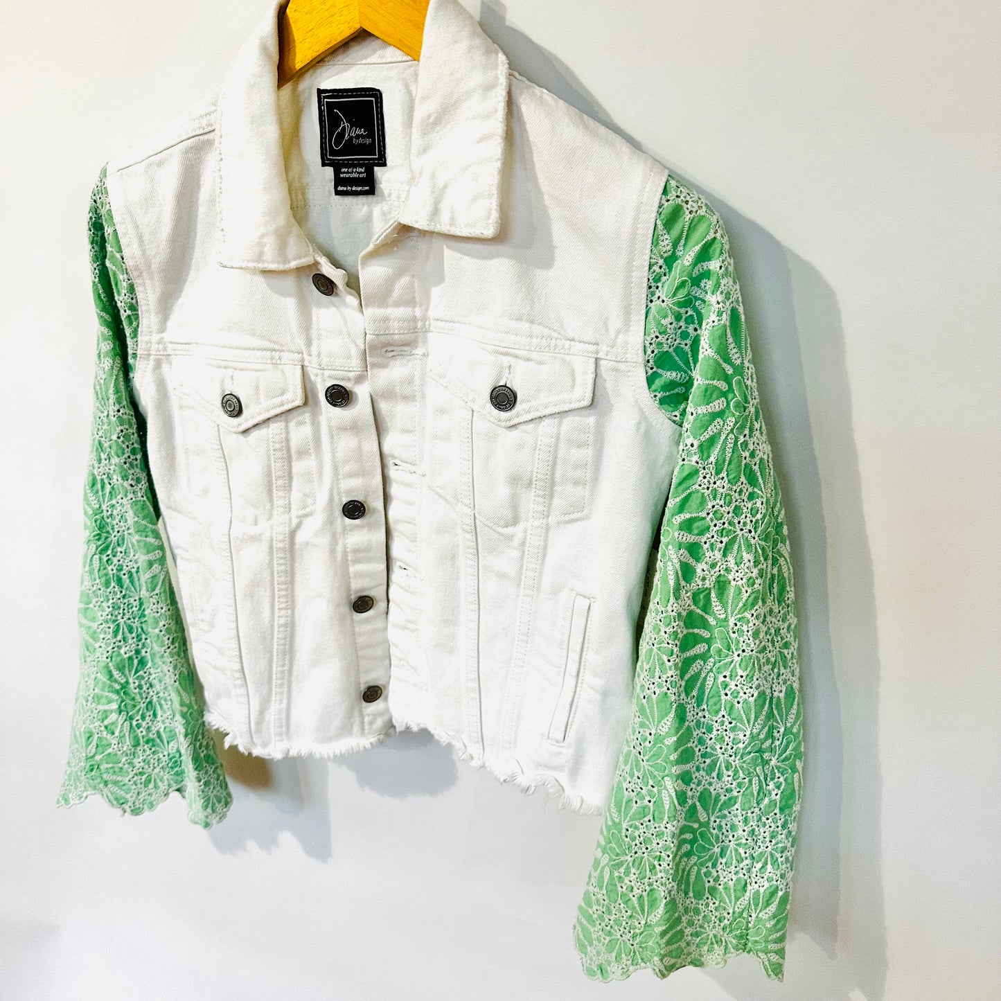 green + white eyelet denim jacket [s]