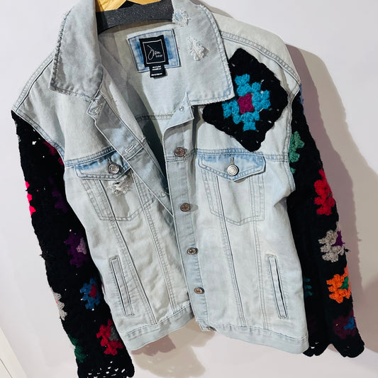 colorful granny squares + denim [s]