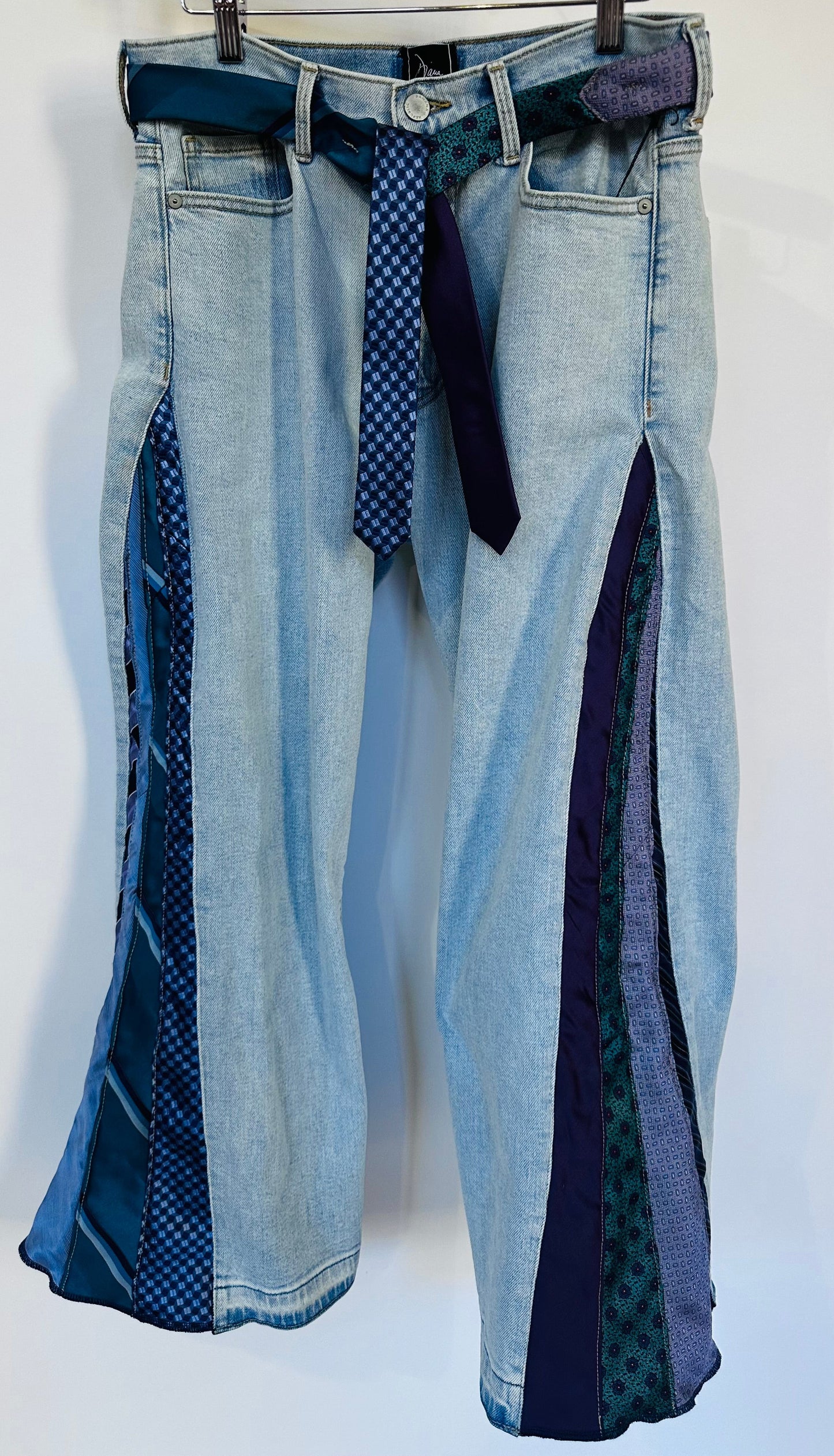 light wash purple tie flare bells [8/29]